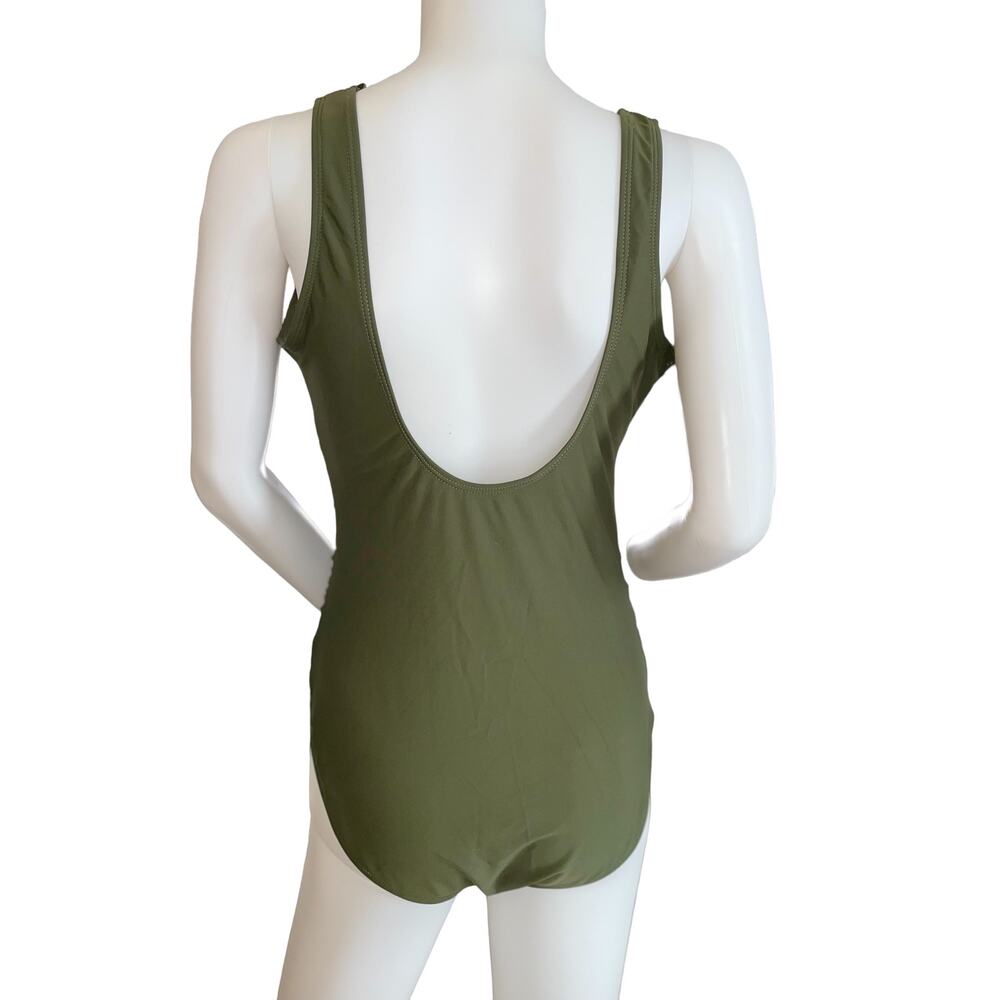 Sexy V Plunge Ruffle swimsuit, One piece, Bra C/D‎ Medium, Forgiving gathers. - Picture 3 of 5